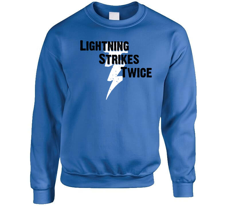 theBigGuavaTshirts Lightning Strikes Twice Tampa Bay Back to Back Hockey Fan V2 T Shirt Totebag / Royal Blue / One Size Fits All
